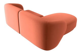 Canapé d’angle droit modulable Lionel - Corail - 3 places - En tissu velours