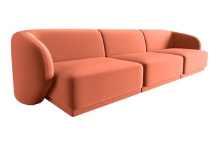 Canapé modulaire Lionel - Corail - 3 places - En tissu velours