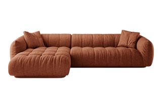 Canapé d’angle gauche modulaire Julia - Rouge brique - 3 places - En tissu structurel