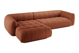 Canapé d’angle gauche modulaire Julia - Rouge brique - 3 places - En tissu structurel