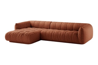 Canapé d’angle gauche modulaire Julia - Rouge brique - 3 places - En tissu structurel