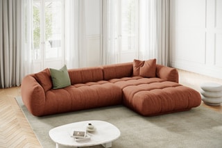 Canapé d’angle droit modulaire Julia - Rouge brique - 3 places - En tissu structurel