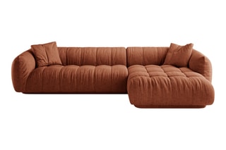 Canapé d’angle droit modulaire Julia - Rouge brique - 3 places - En tissu structurel