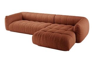 Canapé d’angle droit modulaire Julia - Rouge brique - 3 places - En tissu structurel