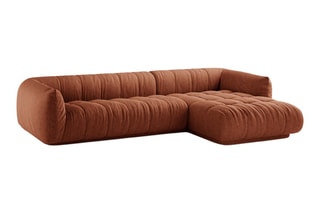 Canapé d’angle droit modulaire Julia - Rouge brique - 3 places - En tissu structurel