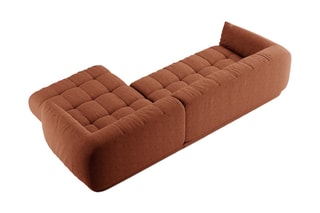 Canapé d’angle droit modulaire Julia - Rouge brique - 3 places - En tissu structurel