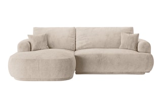 Canapé d’angle gauche modulable et convertible Adriana - Beige - 5 places - Tissu structurel 