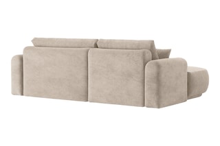 Canapé d’angle gauche modulable et convertible Adriana - Beige - 5 places - Tissu structurel 