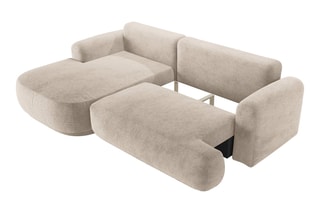 Canapé d’angle gauche modulable et convertible Adriana - Beige - 5 places - Tissu structurel 