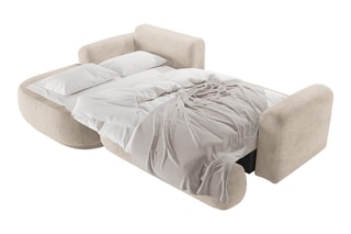 Canapé d’angle gauche modulable et convertible Adriana - Beige - 5 places - Tissu structurel 