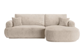 Canapé d’angle droit modulable et convertible Adriana - Beige - 5 places - Tissu structurel 