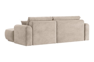 Canapé d’angle droit modulable et convertible Adriana - Beige - 5 places - Tissu structurel 