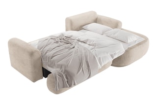 Canapé d’angle droit modulable et convertible Adriana - Beige - 5 places - Tissu structurel 