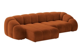 Canapé d'angle gauche Lyna - Rouge brique - 4 places - En tissu velours