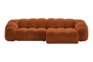 Canapé d’angle droit Lyna - Rouge brique - 4 places - En velours