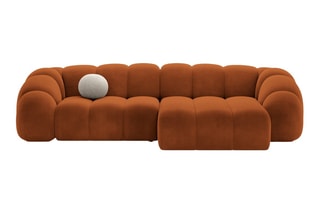 Canapé d’angle droit Lyna - Rouge brique - 4 places - En velours