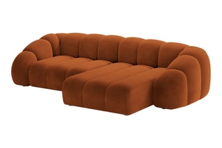 Canapé d’angle droit Lyna - Rouge brique - 4 places - En velours