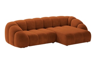 Canapé d’angle droit Lyna - Rouge brique - 4 places - En velours