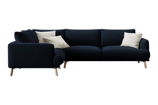 Canapé d'angle gauche Margot - Bleu roi - 6 places - En tissu velours
