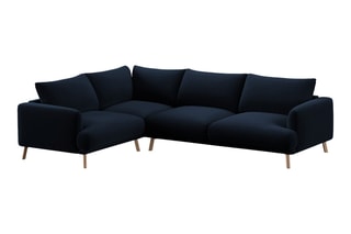 Canapé d'angle gauche Margot - Bleu roi - 6 places - En tissu velours