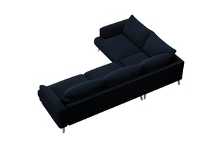 Canapé d'angle gauche Margot - Bleu roi - 6 places - En tissu velours