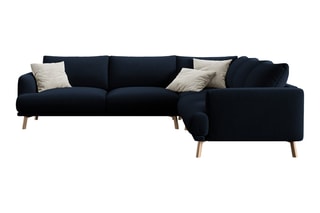 Canapé d’angle symétrique Margot - Bleu roi - 5 places - En tissu velours
