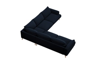 Canapé d’angle symétrique Margot - Bleu roi - 5 places - En tissu velours