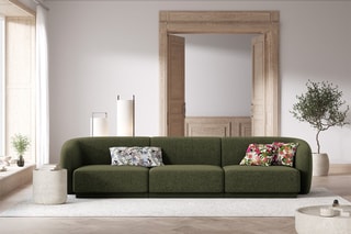 Canapé modulaire Lionel - Kaki - 3 places - Toucher tissu chenille