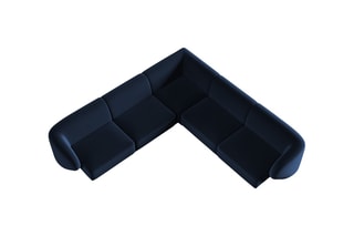 Canapé d'angle modulable Lionel - Bleu roi - 6 places - Toucher velours