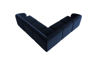 Canapé d'angle modulable Lionel - Bleu roi - 6 places - Toucher velours