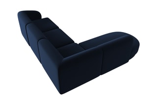 Canapé d'angle gauche modulaire Lionel - Bleu roi - 5 places - Toucher velours