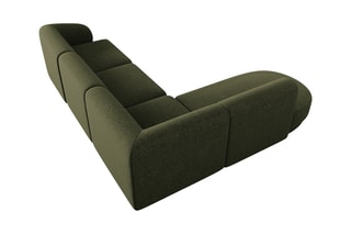 Canapé d'angle gauche Lionel - Kaki - 5 places - Toucher tissu chenille