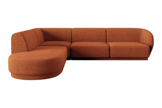 Canapé d'angle gauche Lionel - Terre cuite - 5 places - Tissu chenille