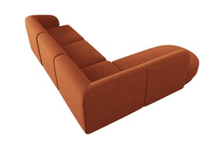 Canapé d'angle gauche Lionel - Terre cuite - 5 places - Tissu chenille