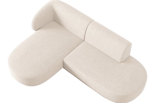 Canapé d'angle gauche ouvert modulaire Lionel - Beige clair - 4 places - Toucher tissu chenille