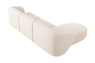 Canapé d'angle gauche modulaire Lionel - Beige clair - 4 places - Toucher tissu chenille