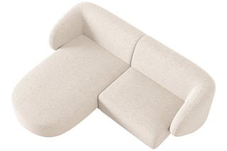 Canapé d'angle gauche modulaire Lionel - Beige clair - 3 places - Toucher tissu chenille
