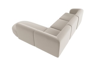 Canapé d'angle droit modulaire Lionel - Beige - 5 places - Toucher velours