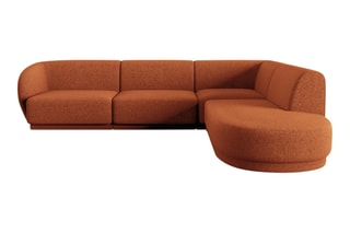 Canapé d'angle droit Lionel - Terracotta - 5 places - Revêtement en tissu chenille