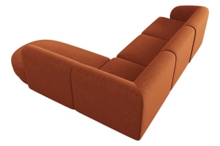 Canapé d'angle droit Lionel - Terracotta - 5 places - Revêtement en tissu chenille
