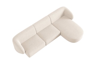 Canapé d'angle droit modulaire Lionel - Beige clair - 4 places - Toucher tissu chenille