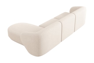 Canapé d'angle droit modulaire Lionel - Beige clair - 4 places - Toucher tissu chenille