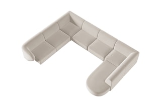 Canapé d’angle gauche panoramique Lionel - Beige - 8 places - Toucher velours