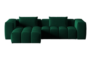 Canapé d'angle gauche modulaire Lorella - Vert bouteille