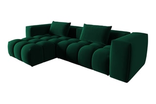 Canapé d'angle gauche modulaire Lorella - Vert bouteille