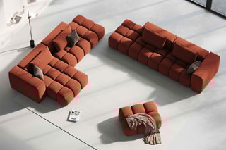 Canapé d'angle gauche modulaire Lorella - Corail