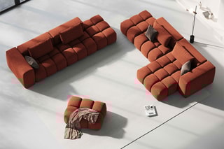 Canapé d'angle droit modulaire Lorella - Corail