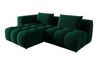 Canapé d'angle gauche modulaire Lorella - Vert bouteille