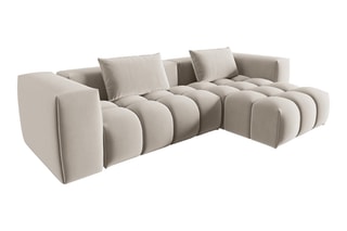 Canapé d'angle droit modulaire Lorella - Beige clair
