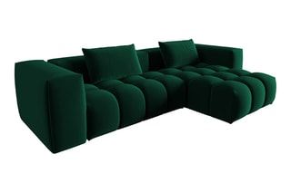 Canapé d'angle droit modulaire Lorella - Vert bouteille